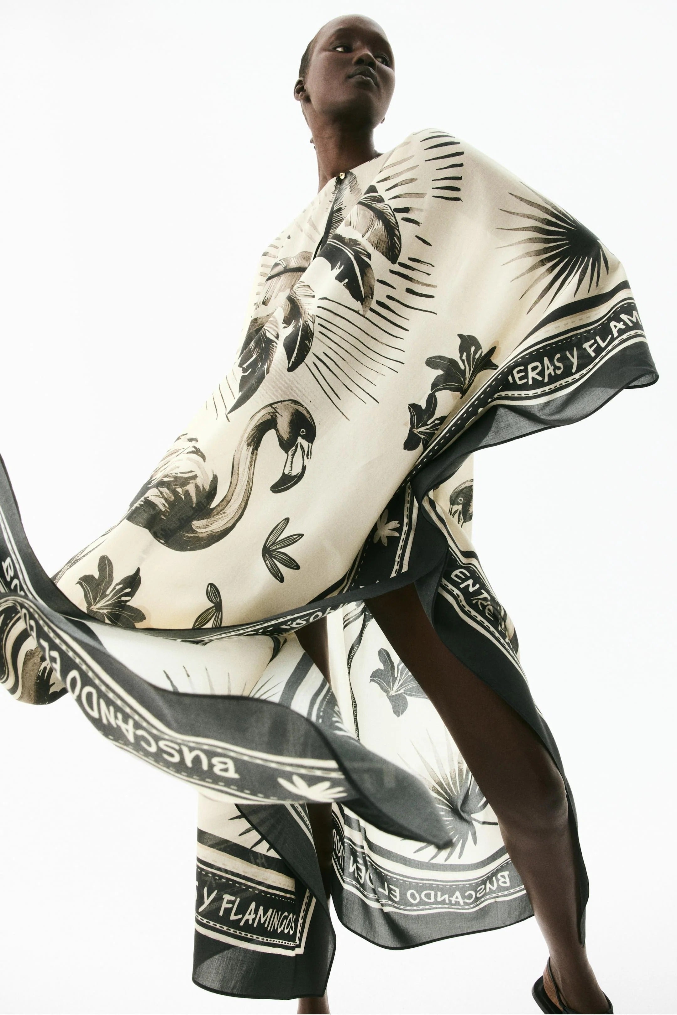 Oversized Flamingo Kaftan Maxi Dress