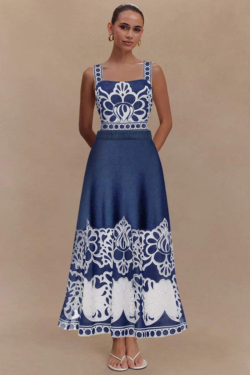 Ethnic Print Swimsuit Set