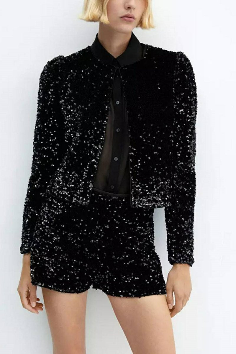 Sequin Embroidered Jacket & Shorts