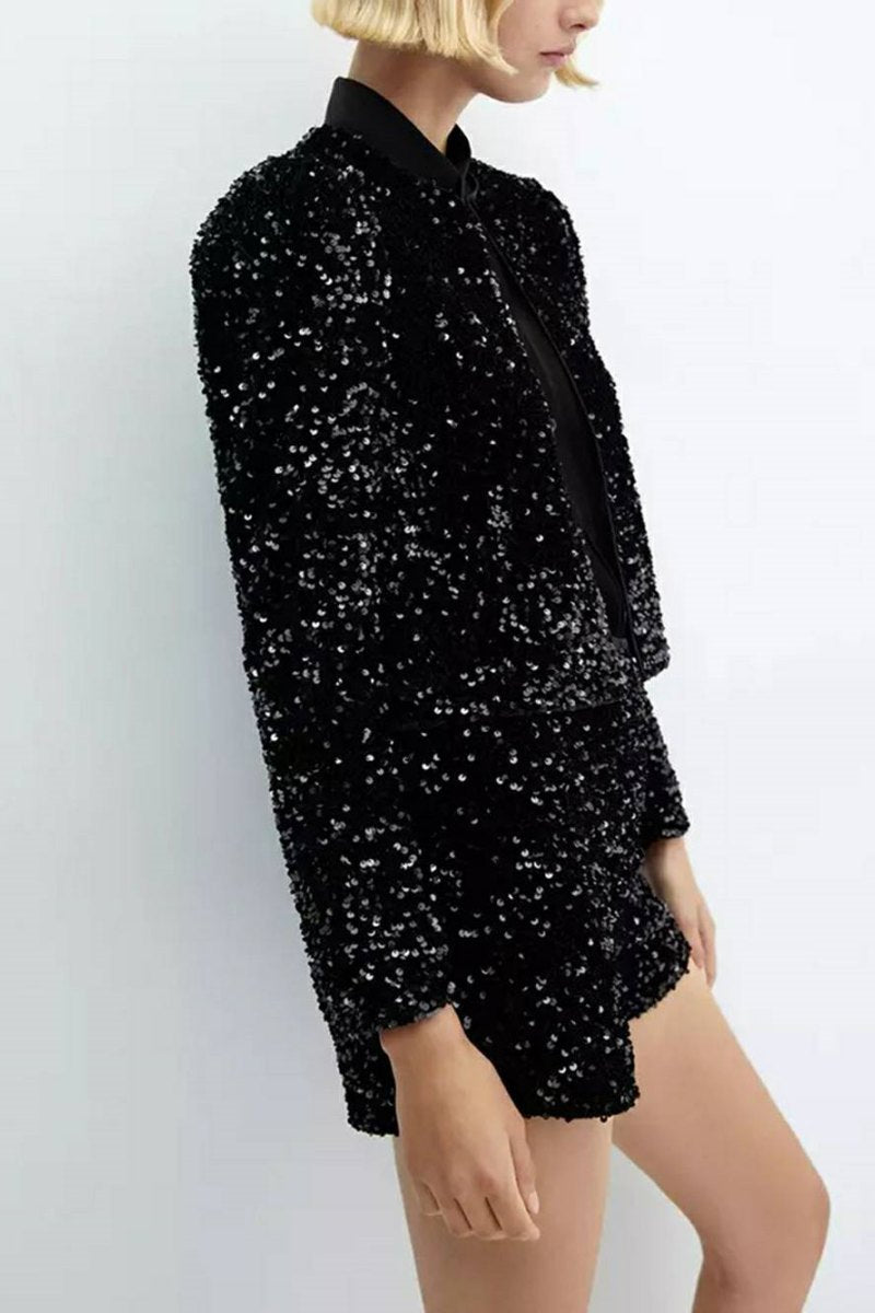 Sequin Embroidered Jacket & Shorts
