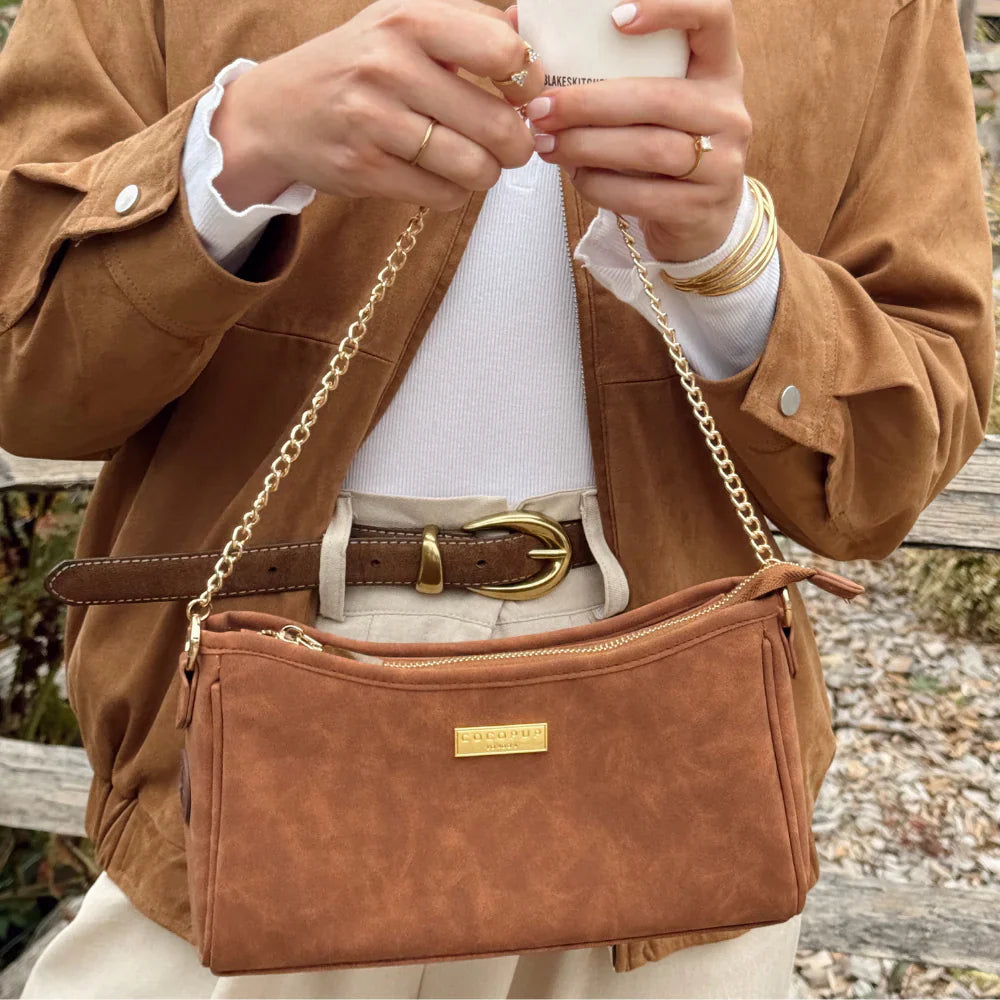 Köpek Gezdirme Çantası - Bej Süet