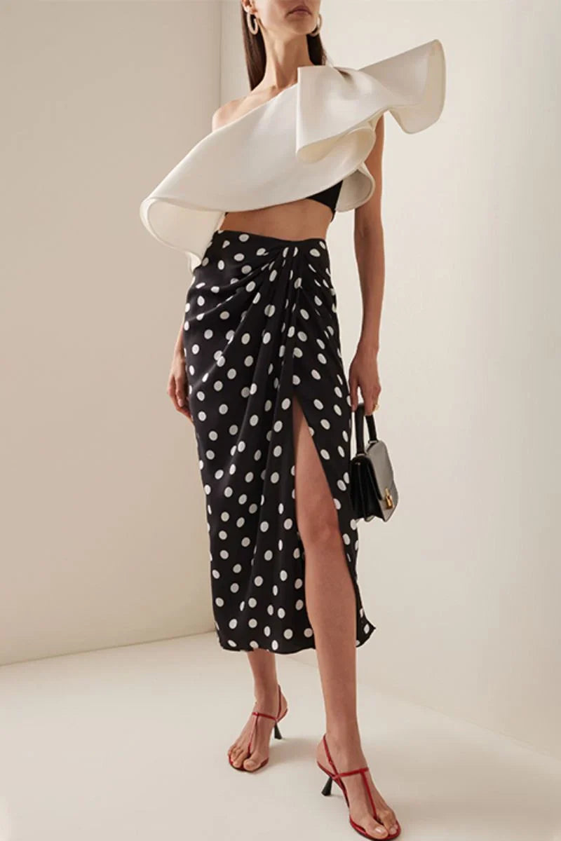 Bikini Set with Polka Dot Wrap Skirt