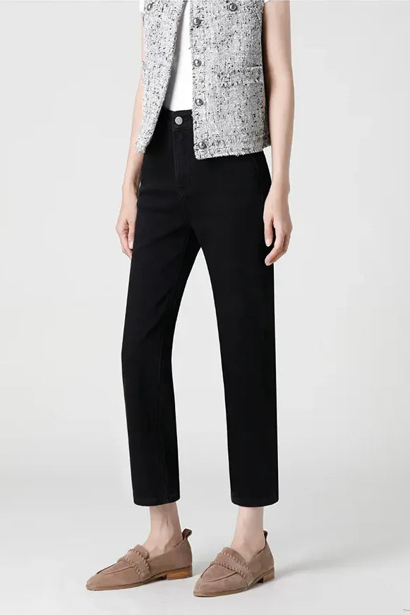 Black High-Waist Cigarette Jeans