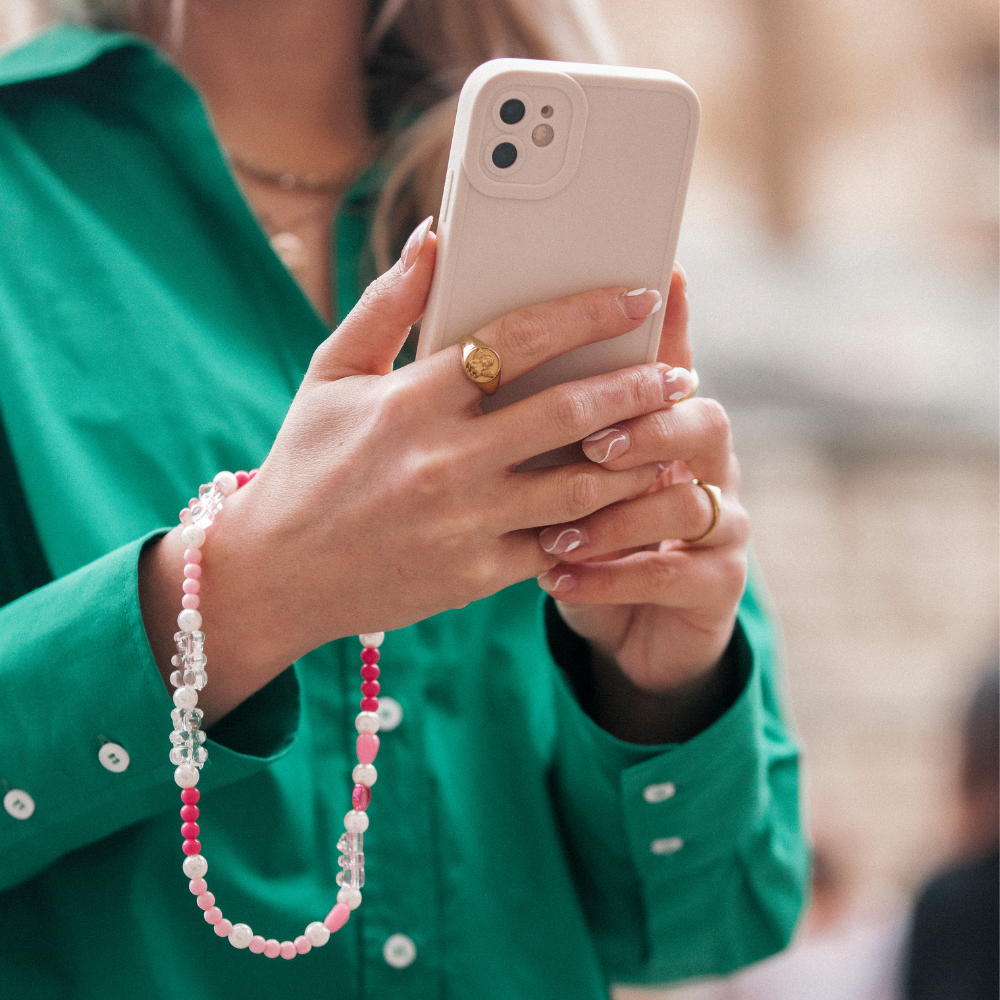 Beaded Phone Strap - Pink Vibes