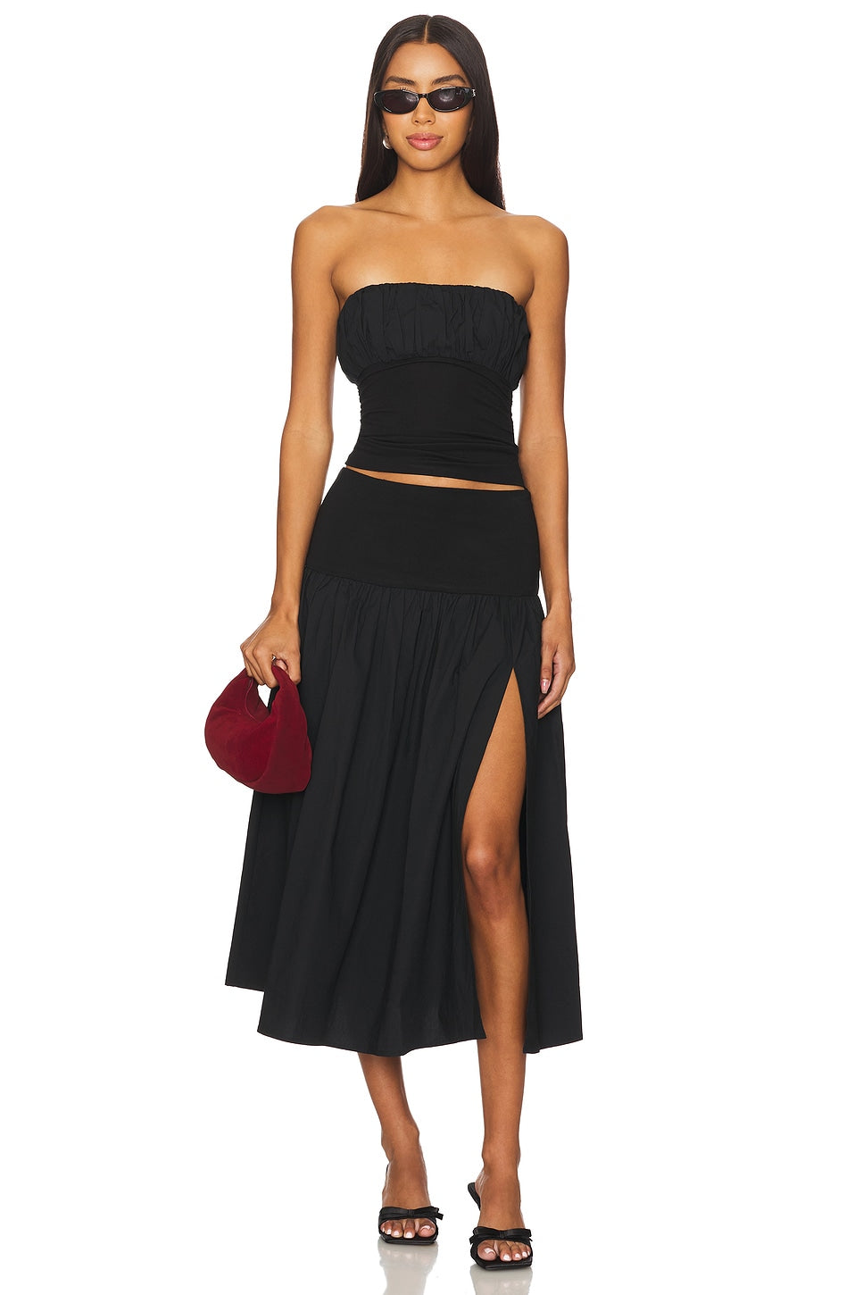 Lucy Black Slit Maxi Skirt