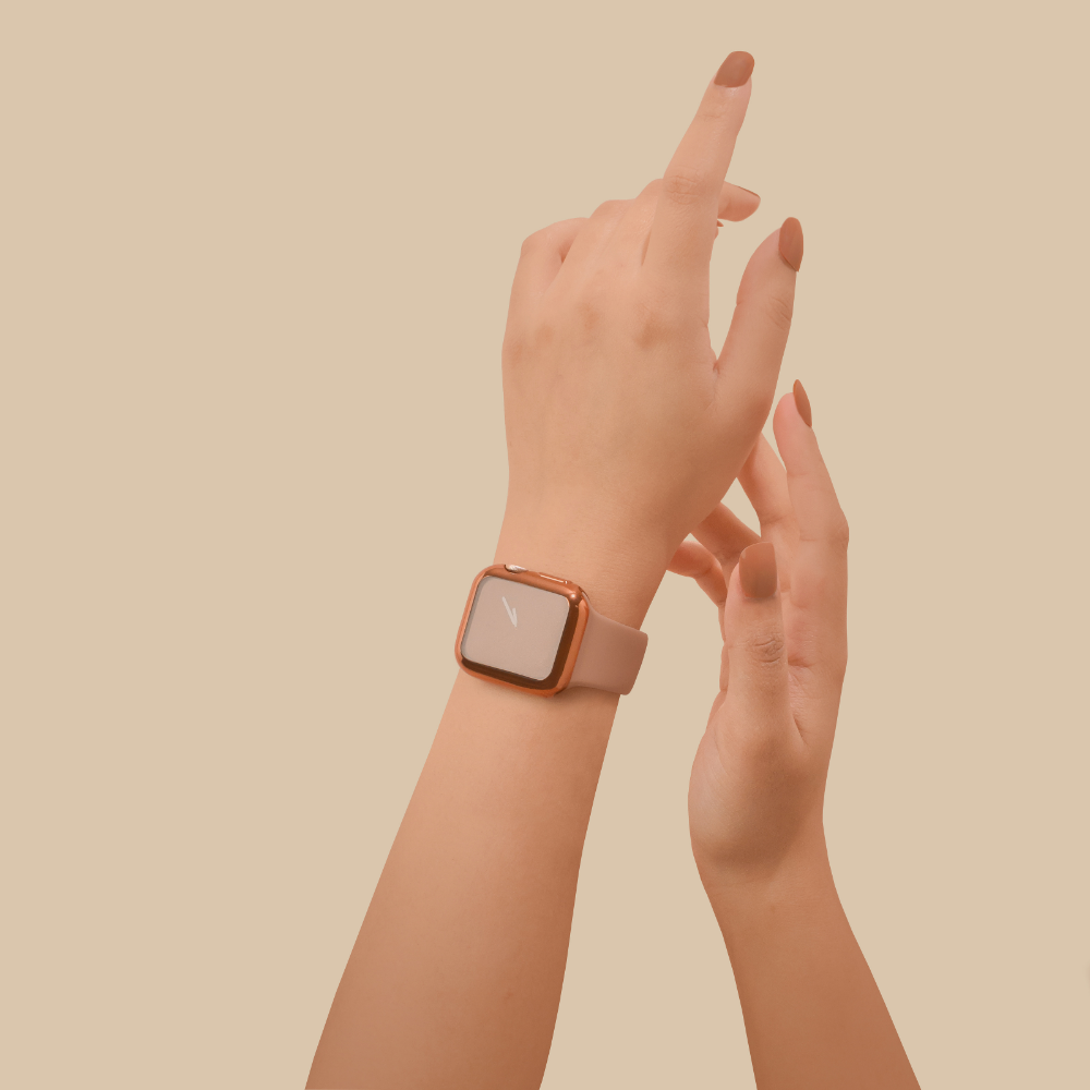 2'si 1 arada Metalik Apple Watch Kılıfı ve Dahili Ekran Koruyucu - Gül Altın