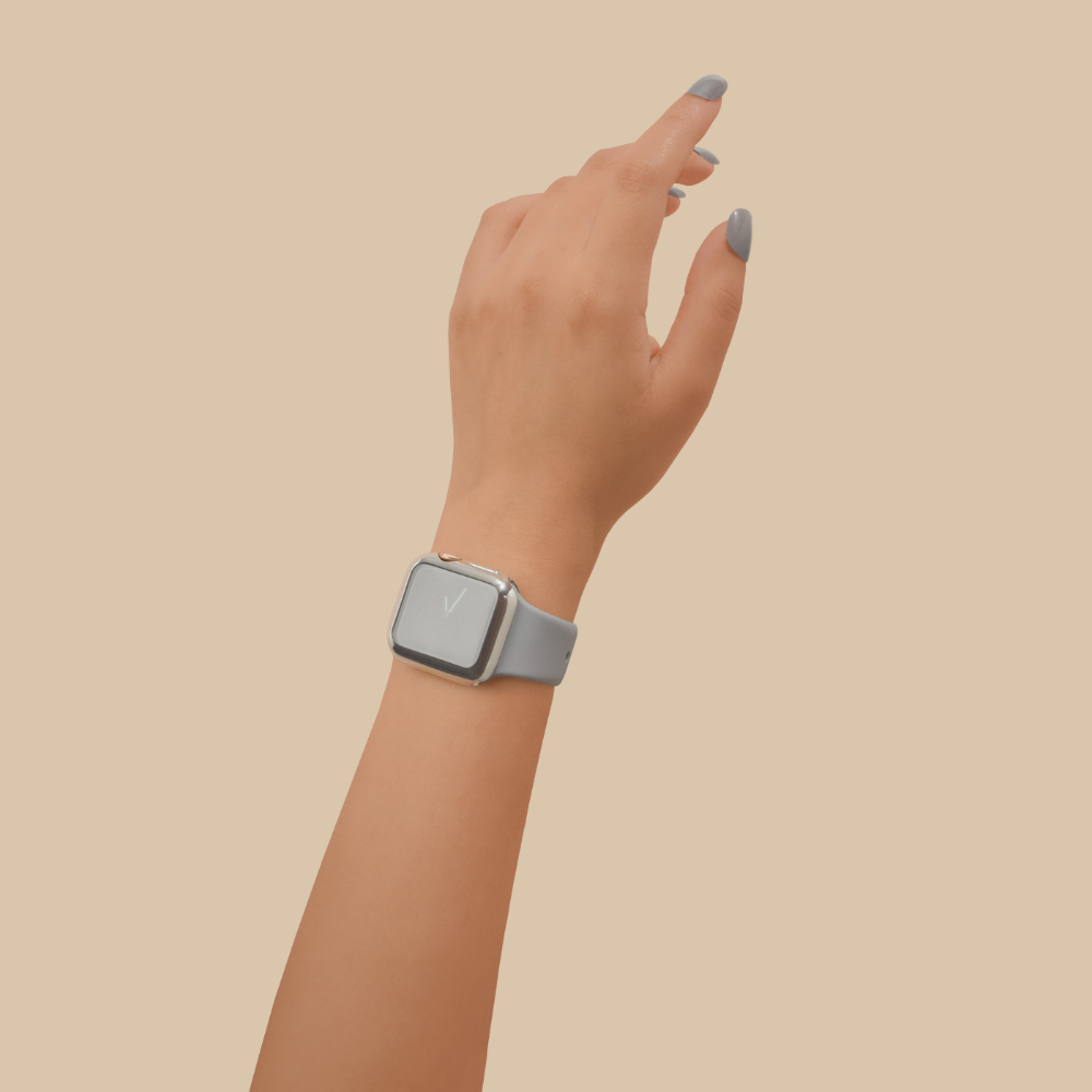 2'si 1 arada Metalik Apple Watch Kılıfı ve Dahili Ekran Koruyucu - Gümüş