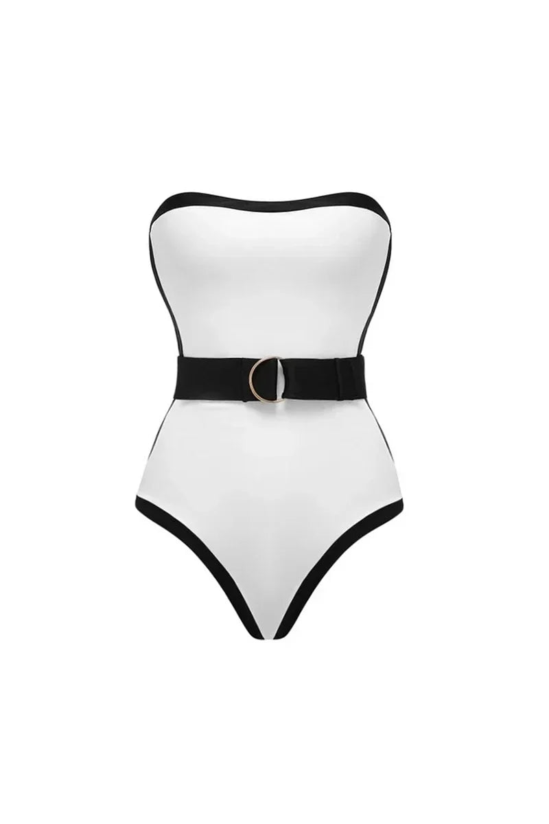 Black White Contrast Luxe Resort Swimsuit