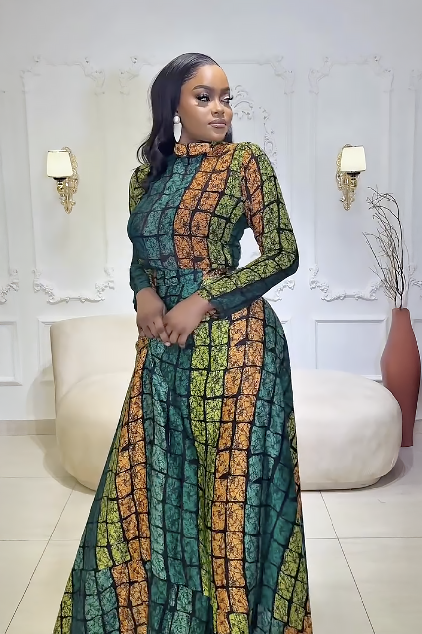 Emerald Kente Royalty Skirt Set