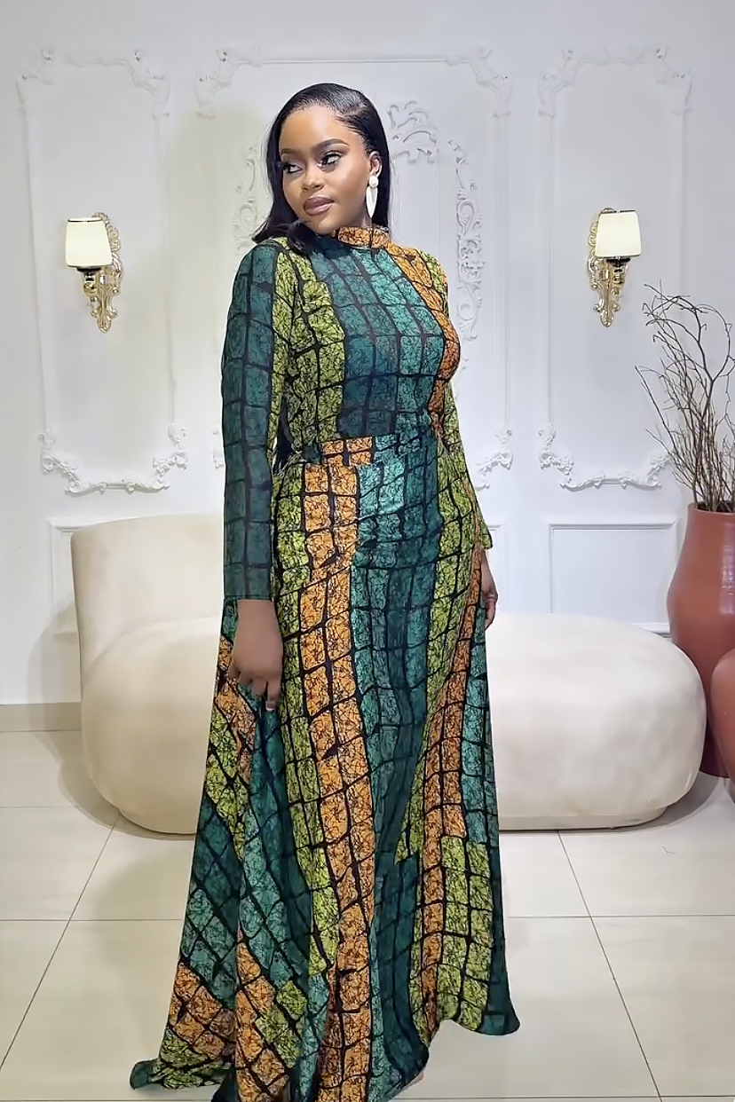 Emerald Kente Royalty Skirt Set