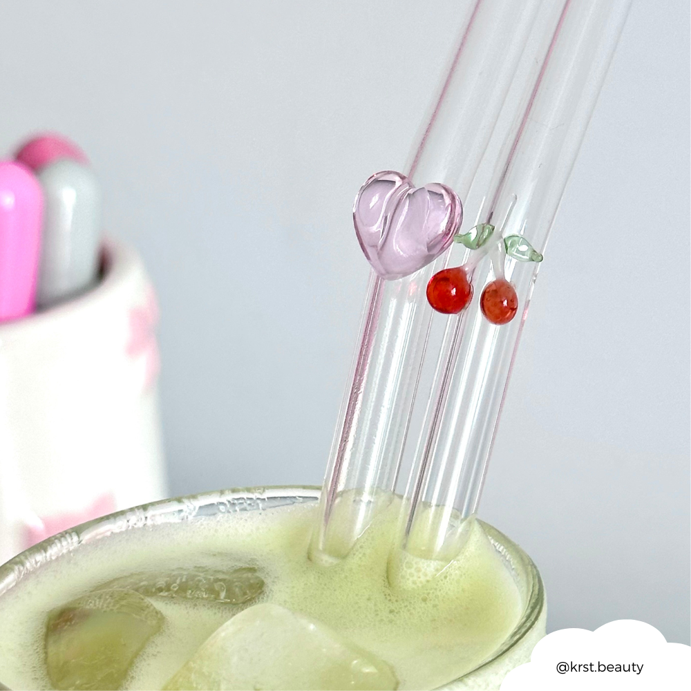 Cam Pipet Seti - Pembe Kalp