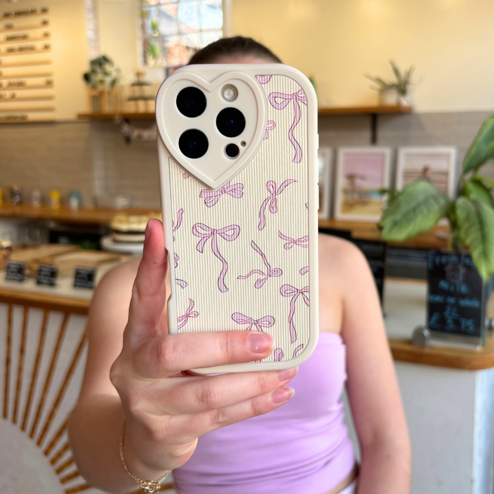 Bowtifully Ribbed Heart Camera Phone Case