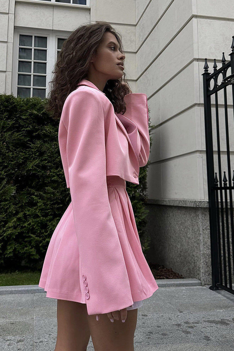 Contrast Silhouette Cropped Skirt Set