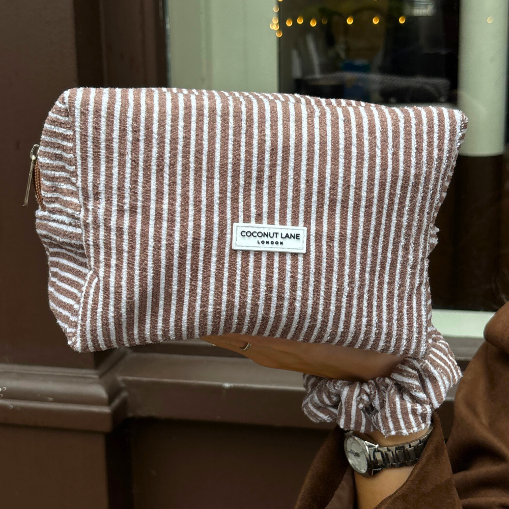 Towel Makeup Bag - Chestnut Stripes