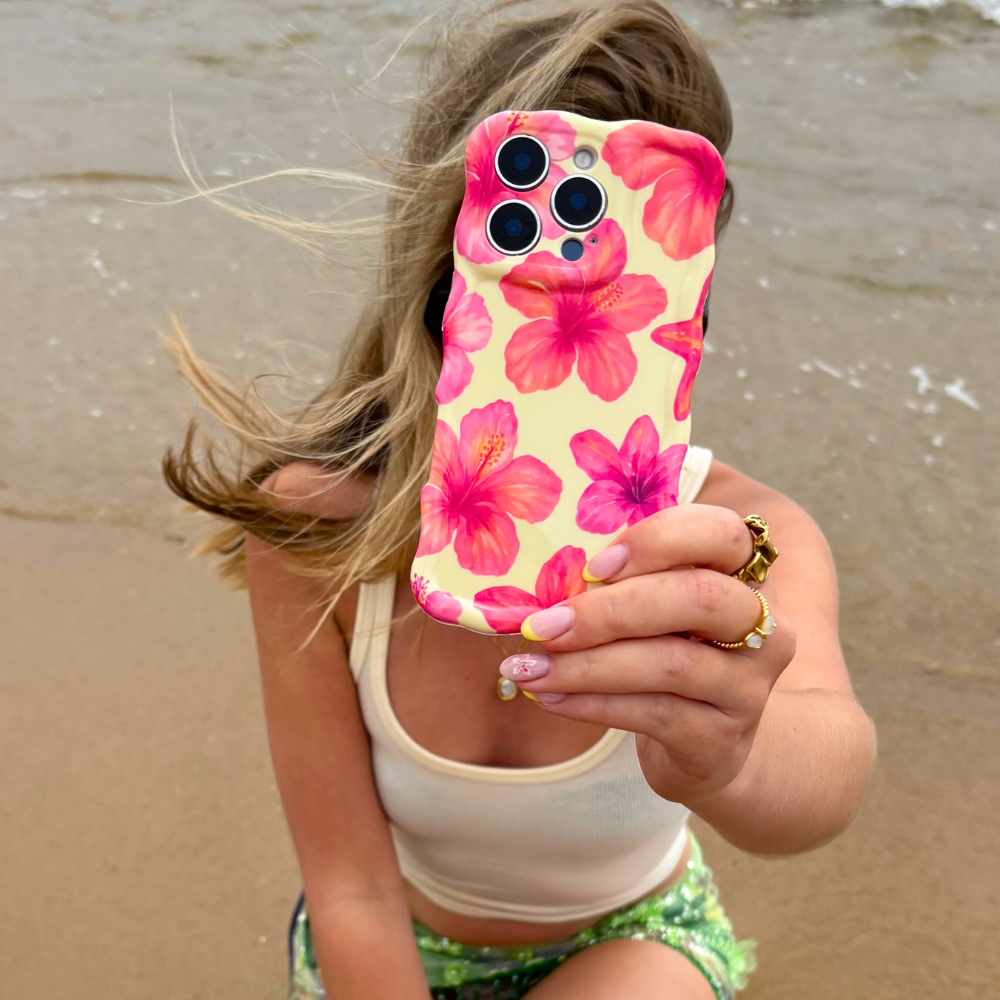 Wavy Phone Case - Island Girl Butter Yellow Hibiscus