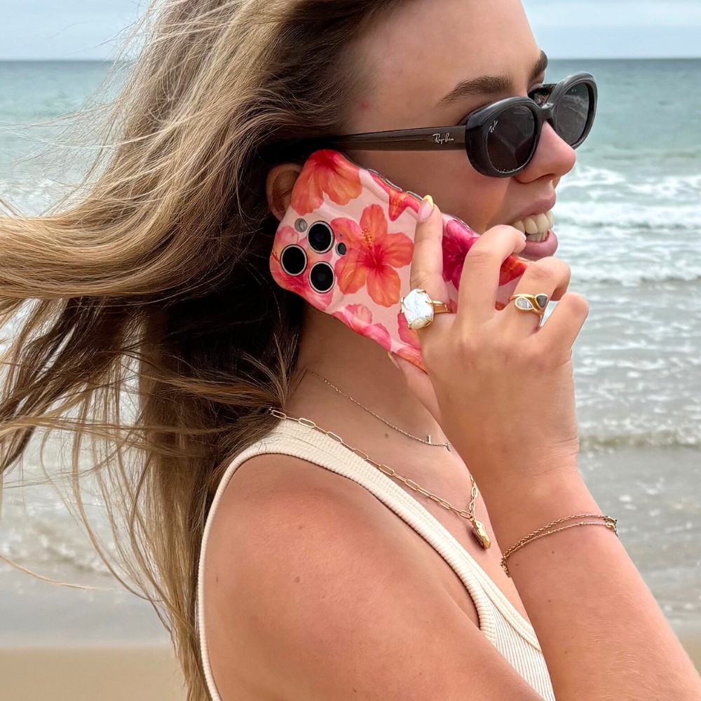 Wavy Phone Case - Island Girl Pink Hibiscus