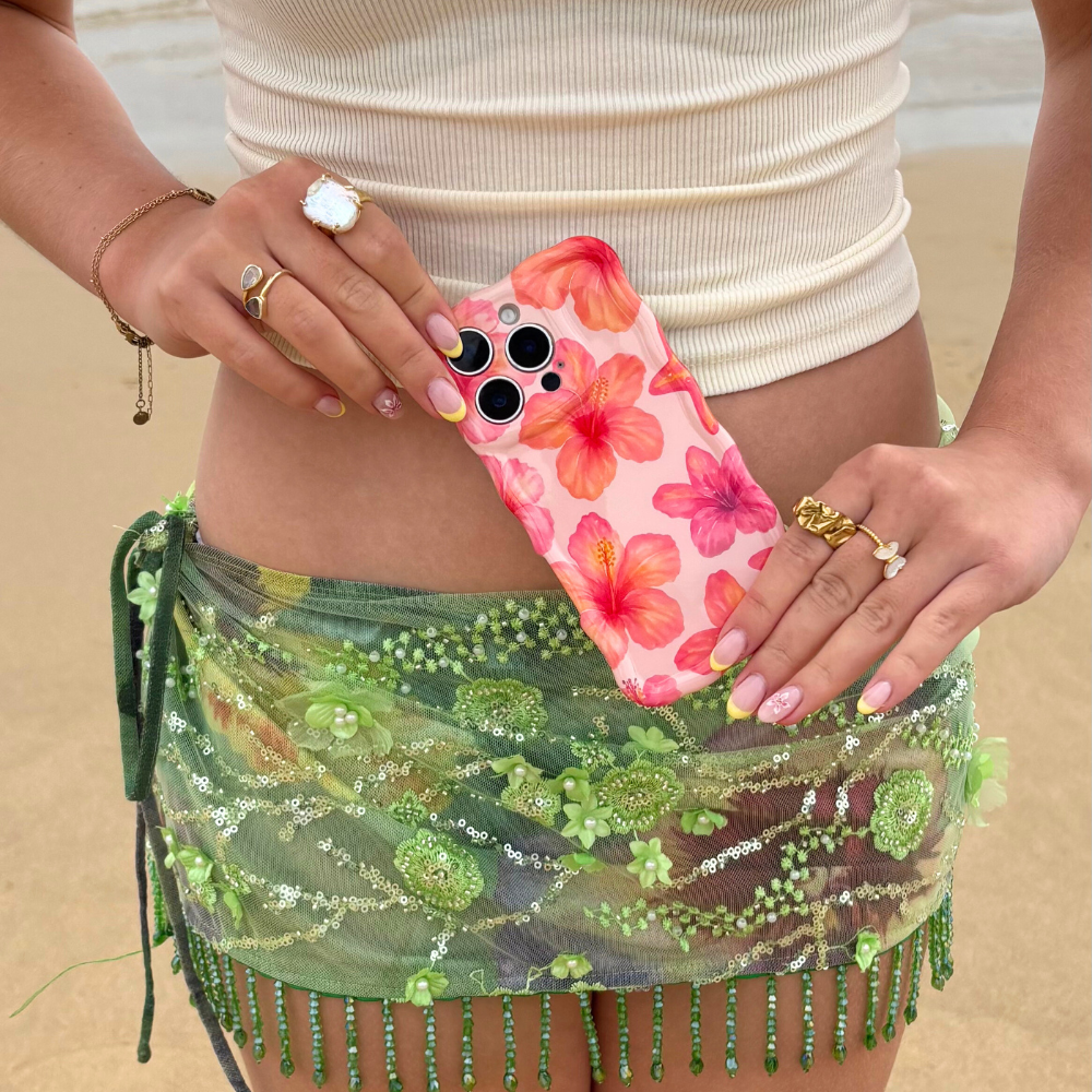 Wavy Phone Case - Island Girl Pink Hibiscus