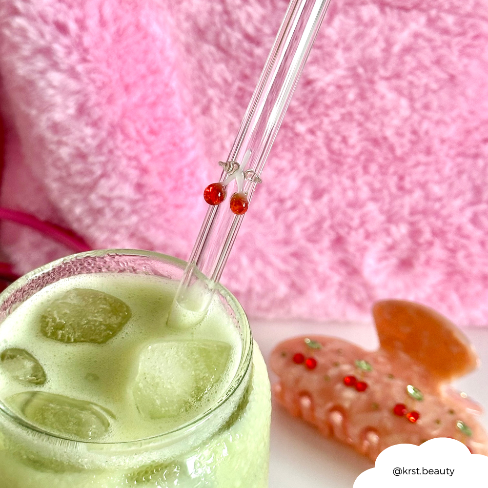 Kiraz Desenli Cam Pipet Seti