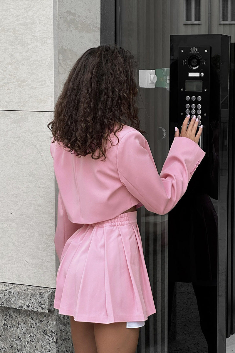 Contrast Silhouette Cropped Skirt Set