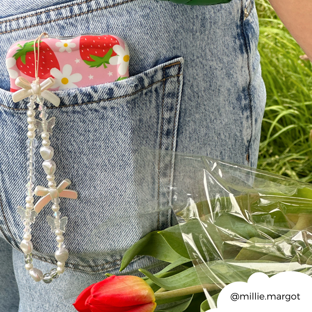 Beaded Phone Strap - Bows & Butterflies