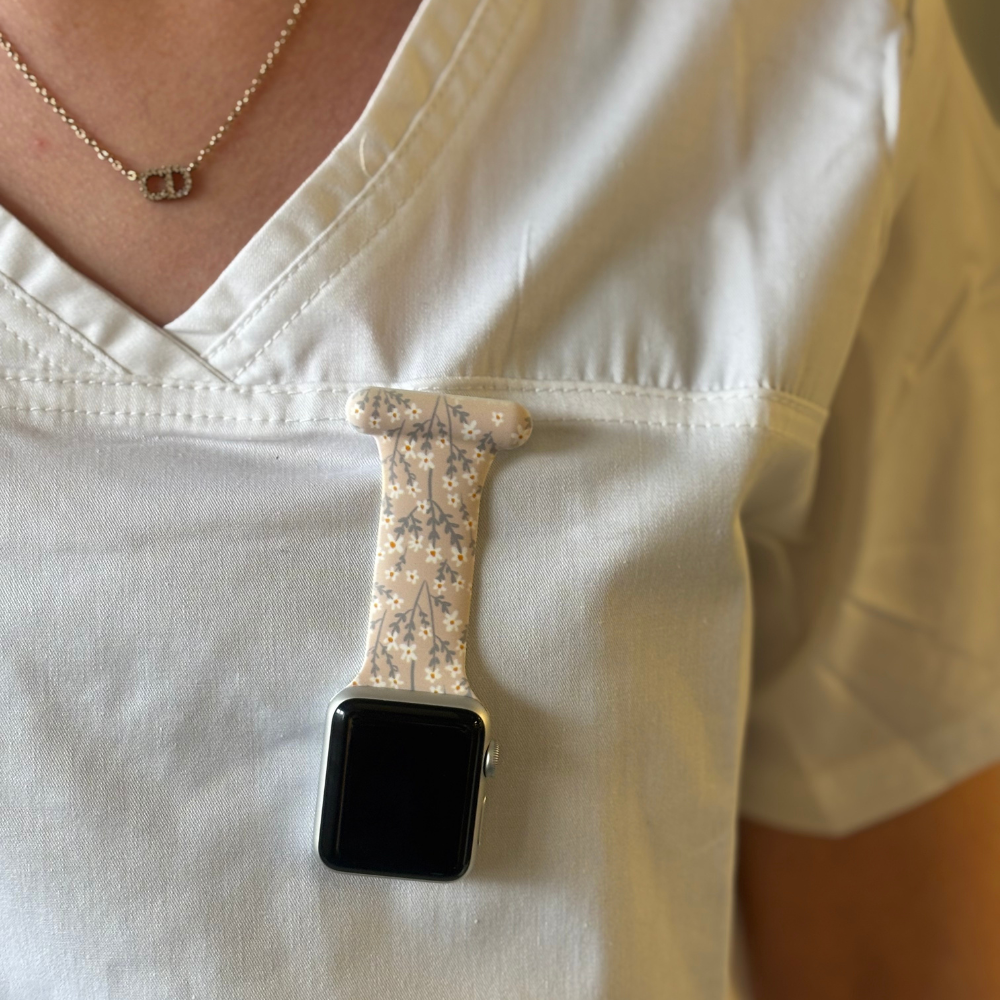 Apple Watch Clip-on Fob Strap - Nude Flowers