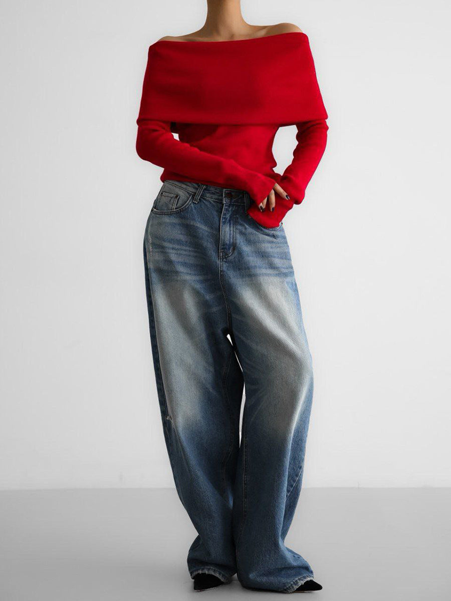 Chic Bardot Fitted Winter Sweater