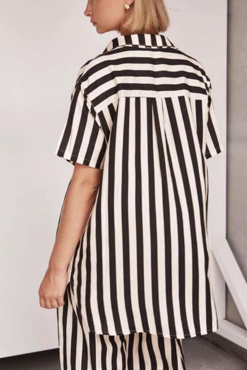 Resort Casual Striped Loose Wide Leg Pants-Set