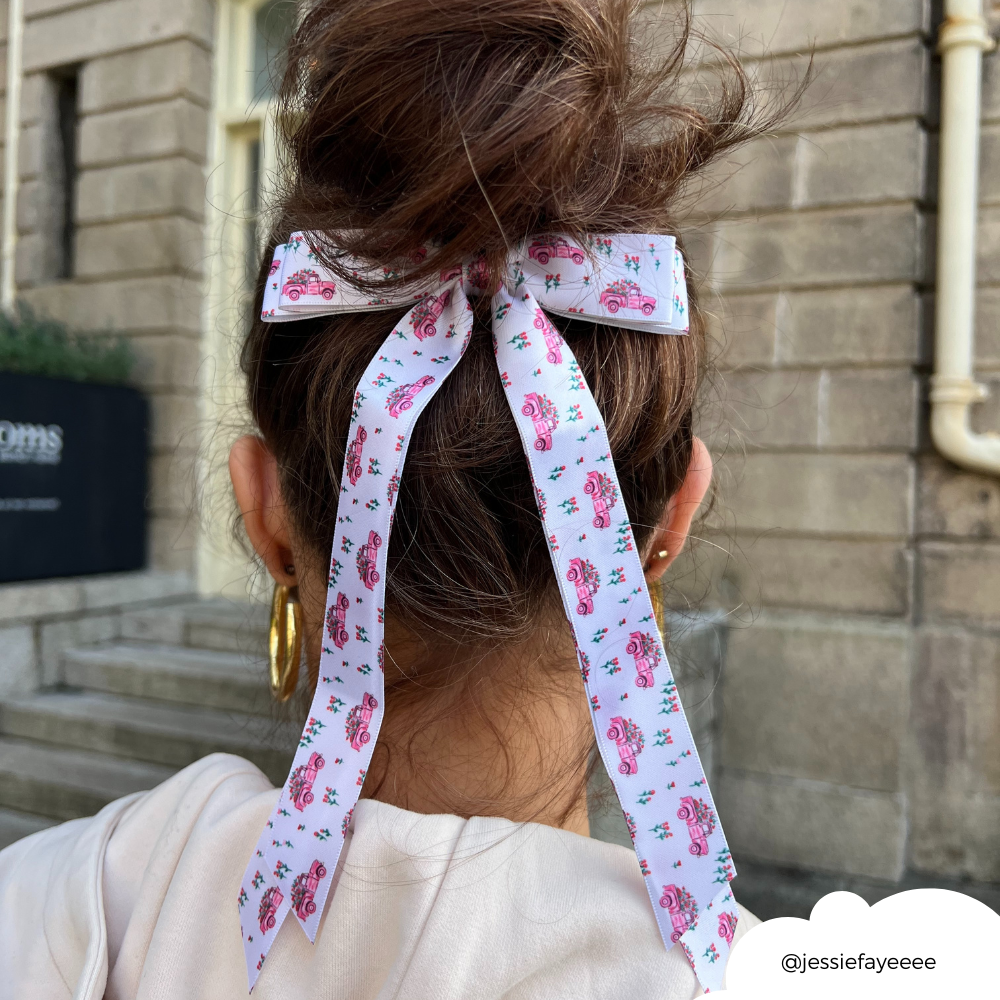 Ribbon Bow Clip - Love Truck
