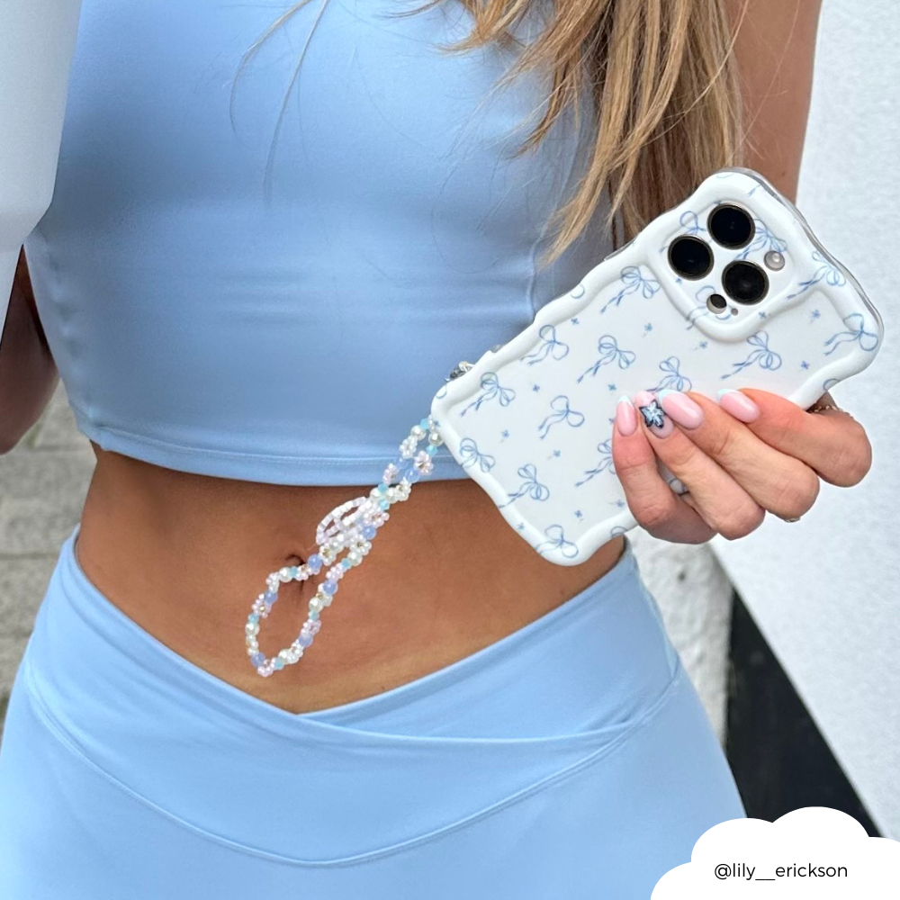 Beaded Phone Strap - Ditsy Flower Bow