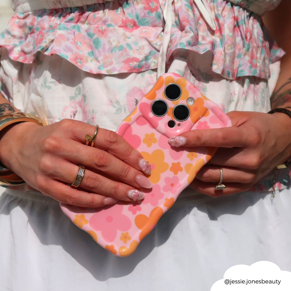 Wavy Phone Case - Pink & Orange Bloom