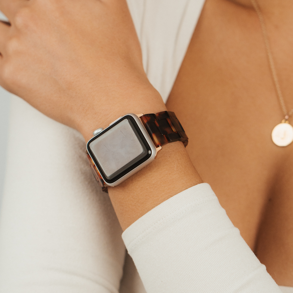 Lüks Kaplumbağa Kabuğu Desenli Apple Watch Kayışı 