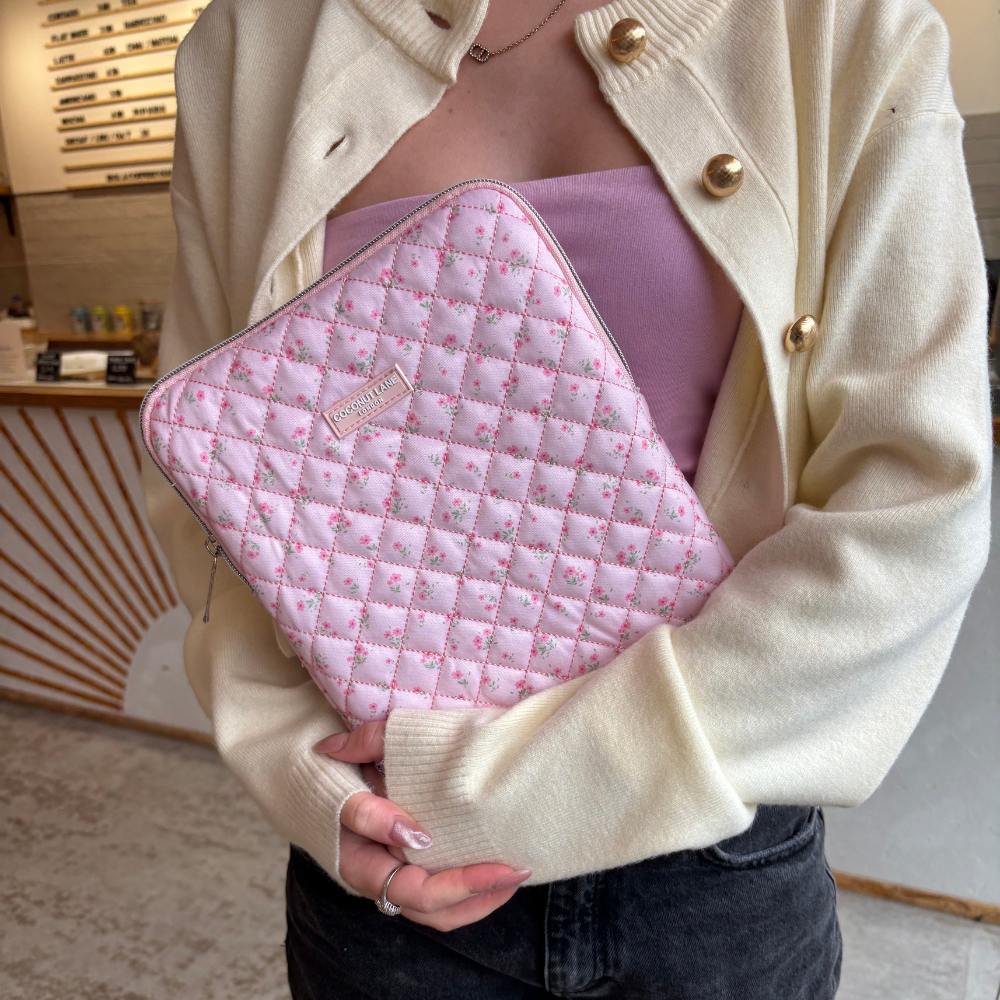 Quilted Ditsy Floral Pink iPad Sleeve