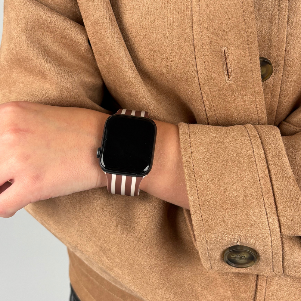 Kestane Çizgili Apple Watch Kayışı