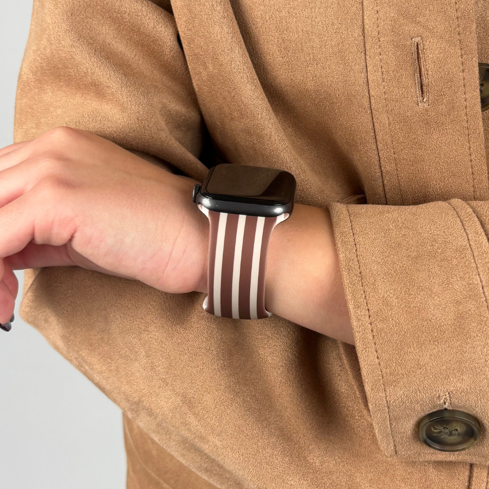Kestane Çizgili Apple Watch Kayışı