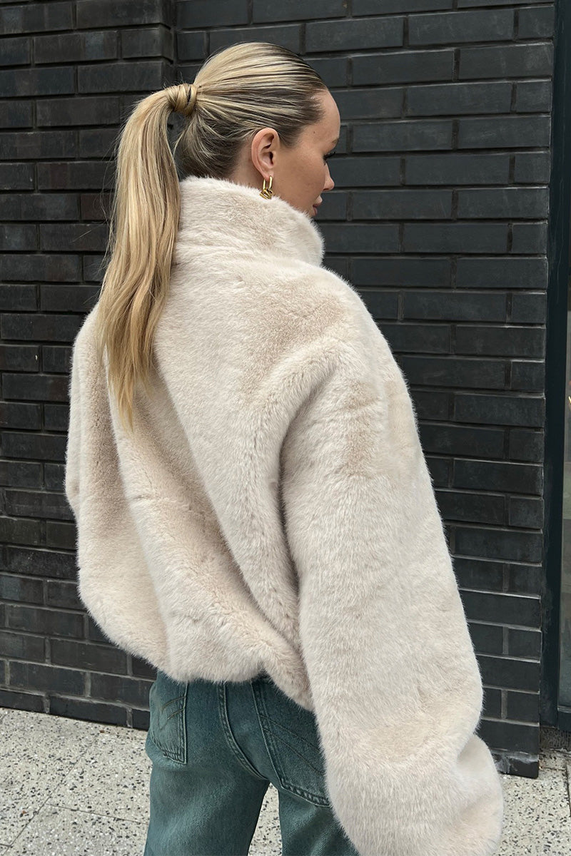 Cozy Cream Short Faux-Fur Jacket