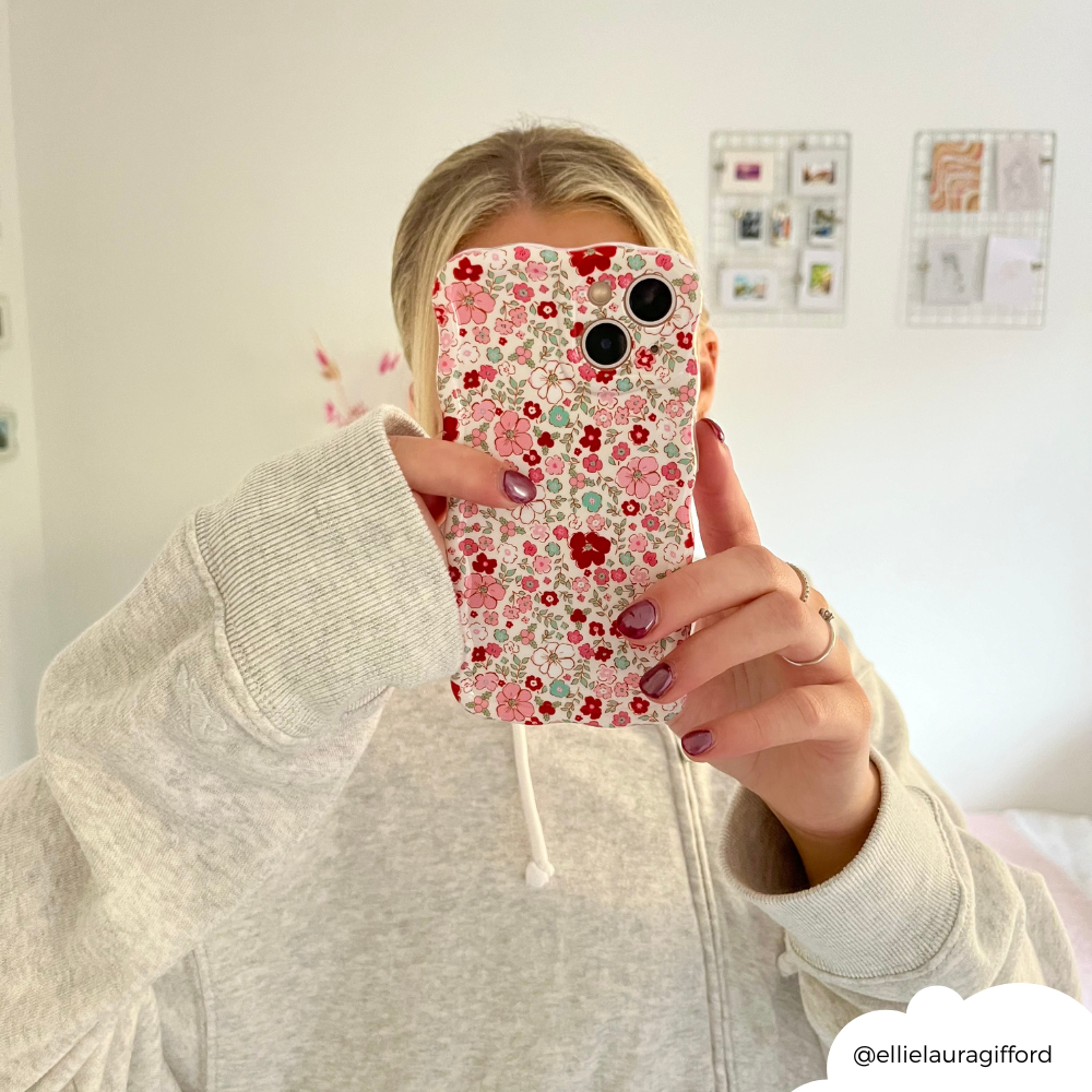 Dalgalı Telefon Kılıfı - Sevimli Çiçekler