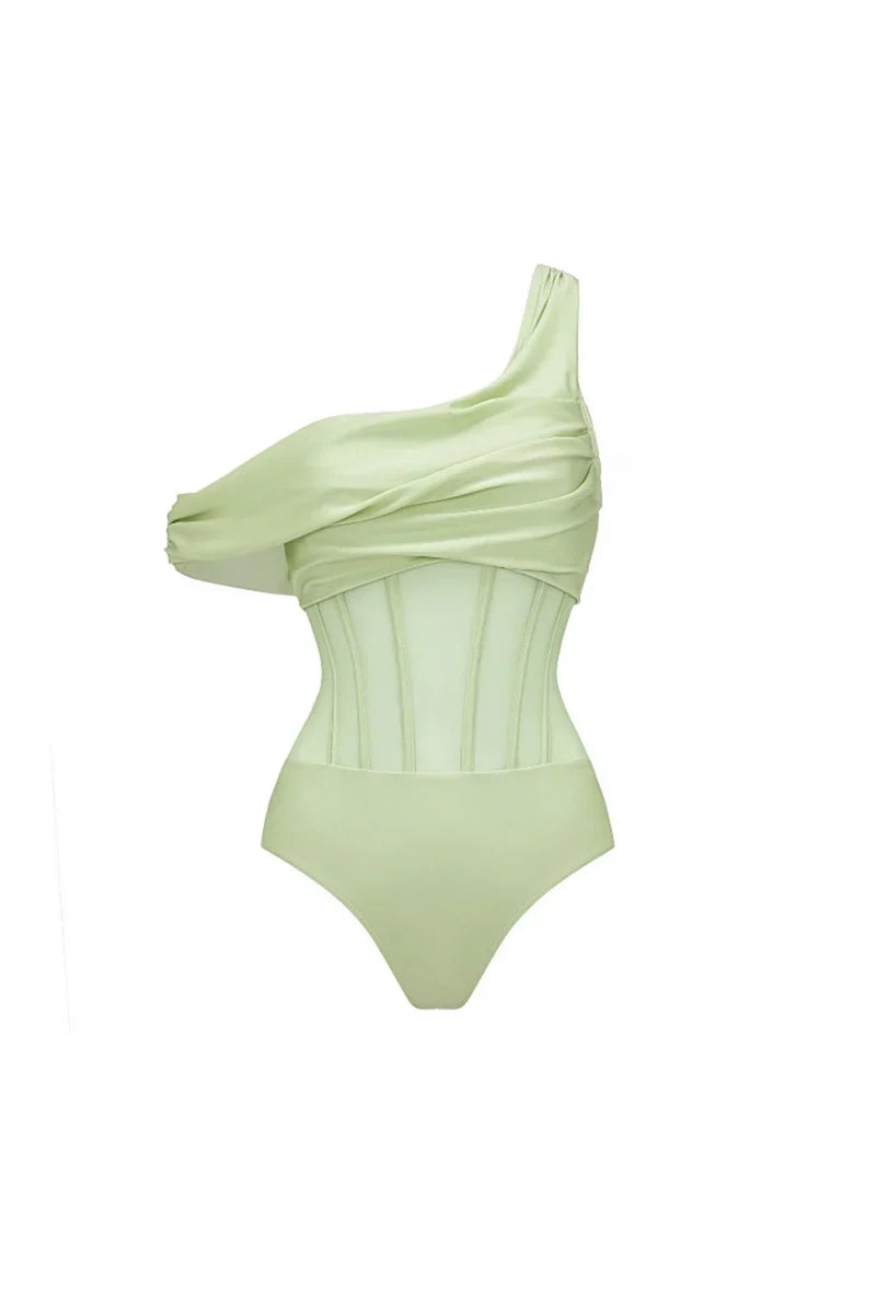 Apple Green Vintage Style Swimsuit Set