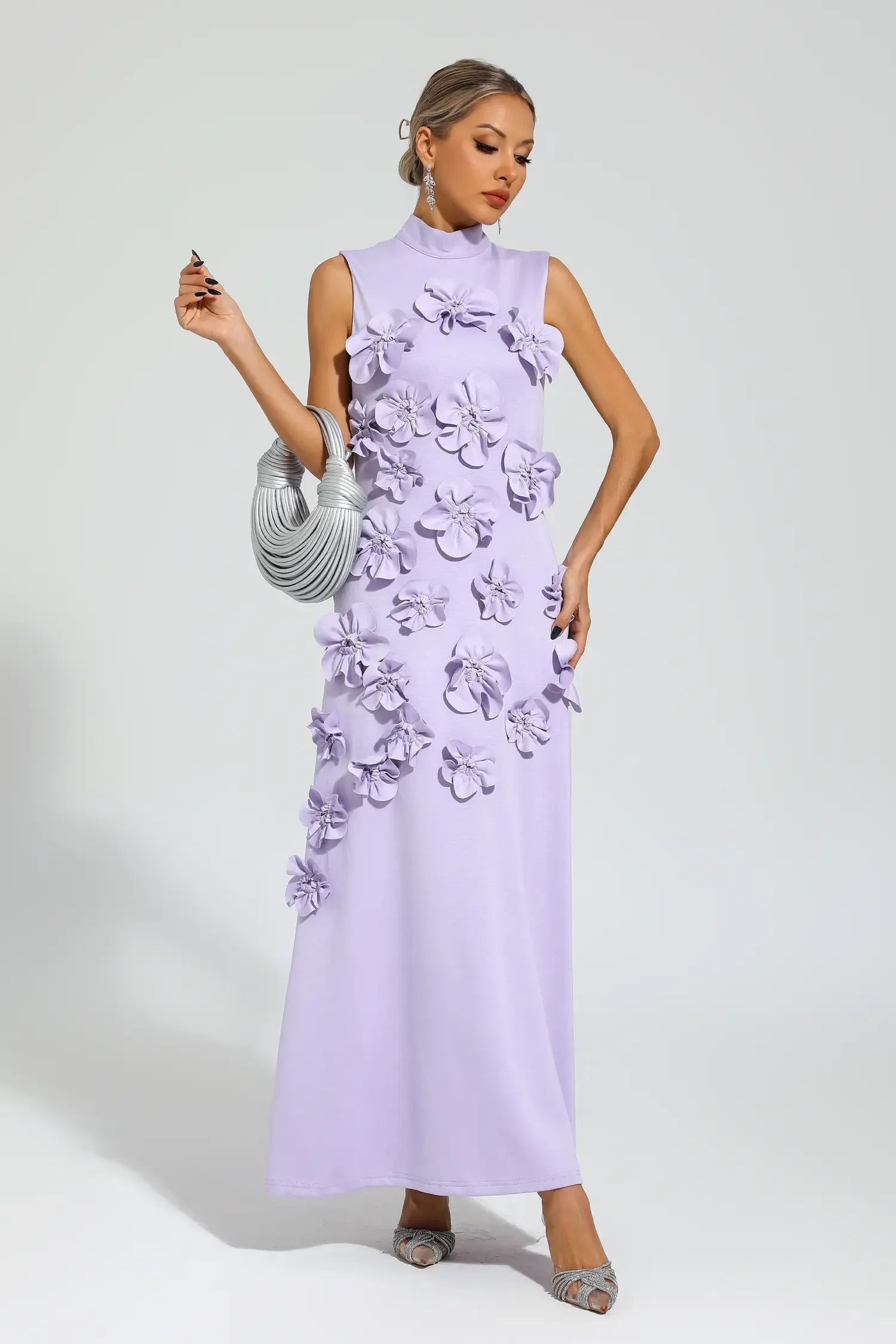 Ethel Flower Embellished Sleeveless Maxi Dress