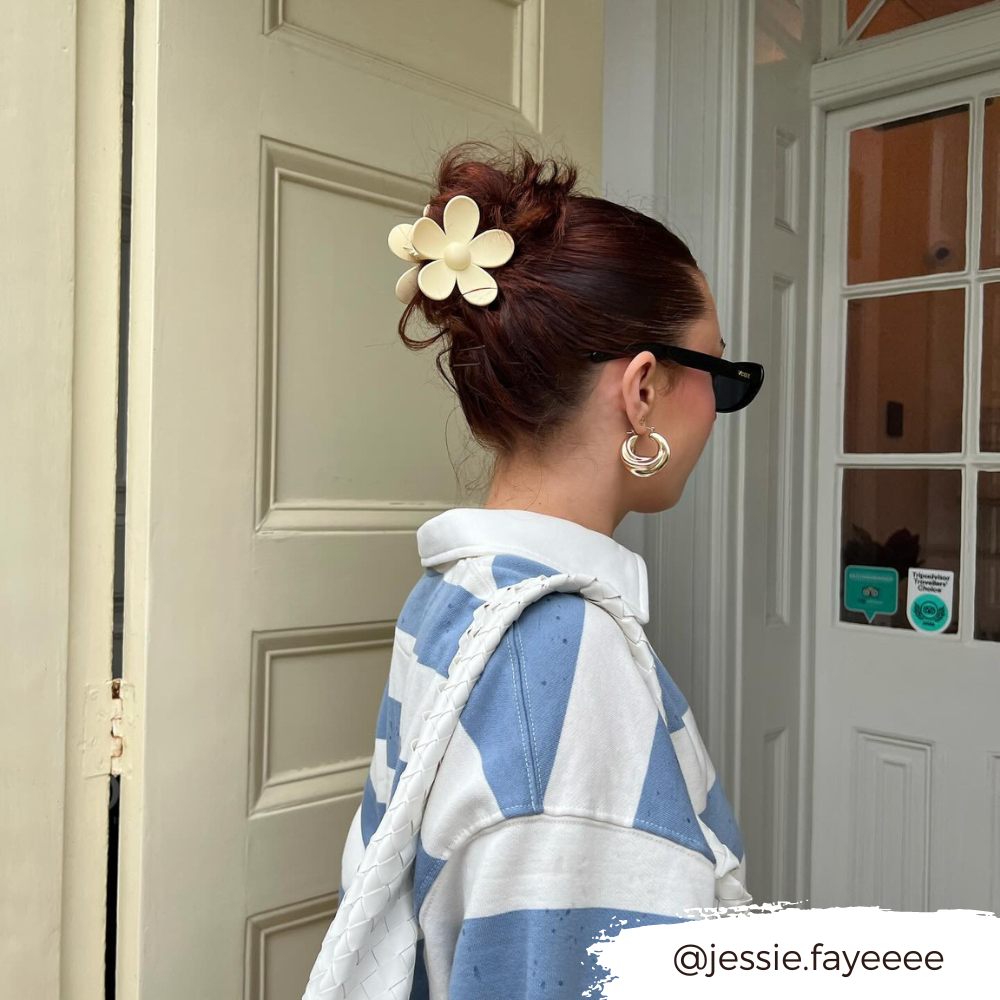 Çiçek Şekilli Klips - Krem