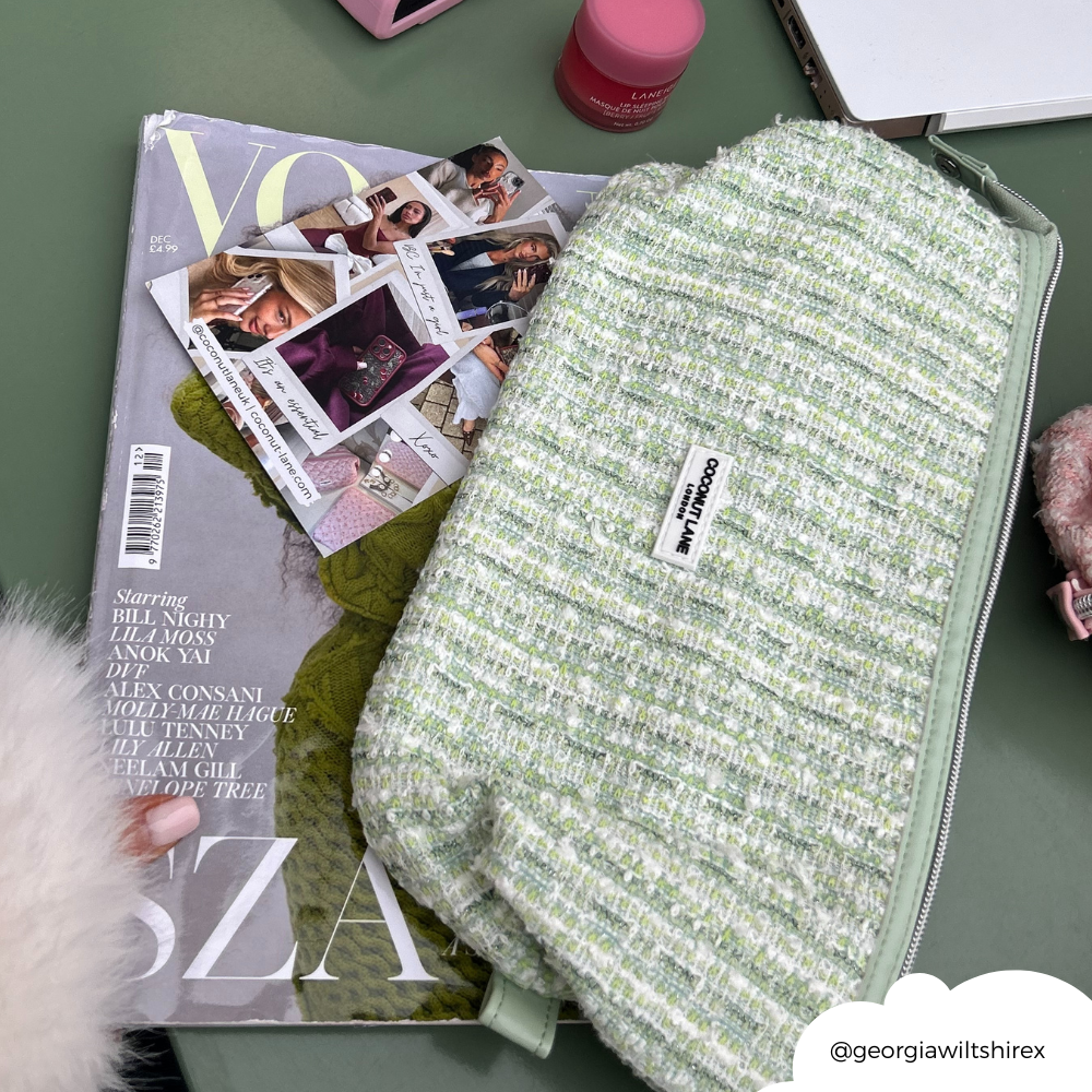 Genişletilebilir Makyaj Çantası - Matcha Dokulu Tüvit