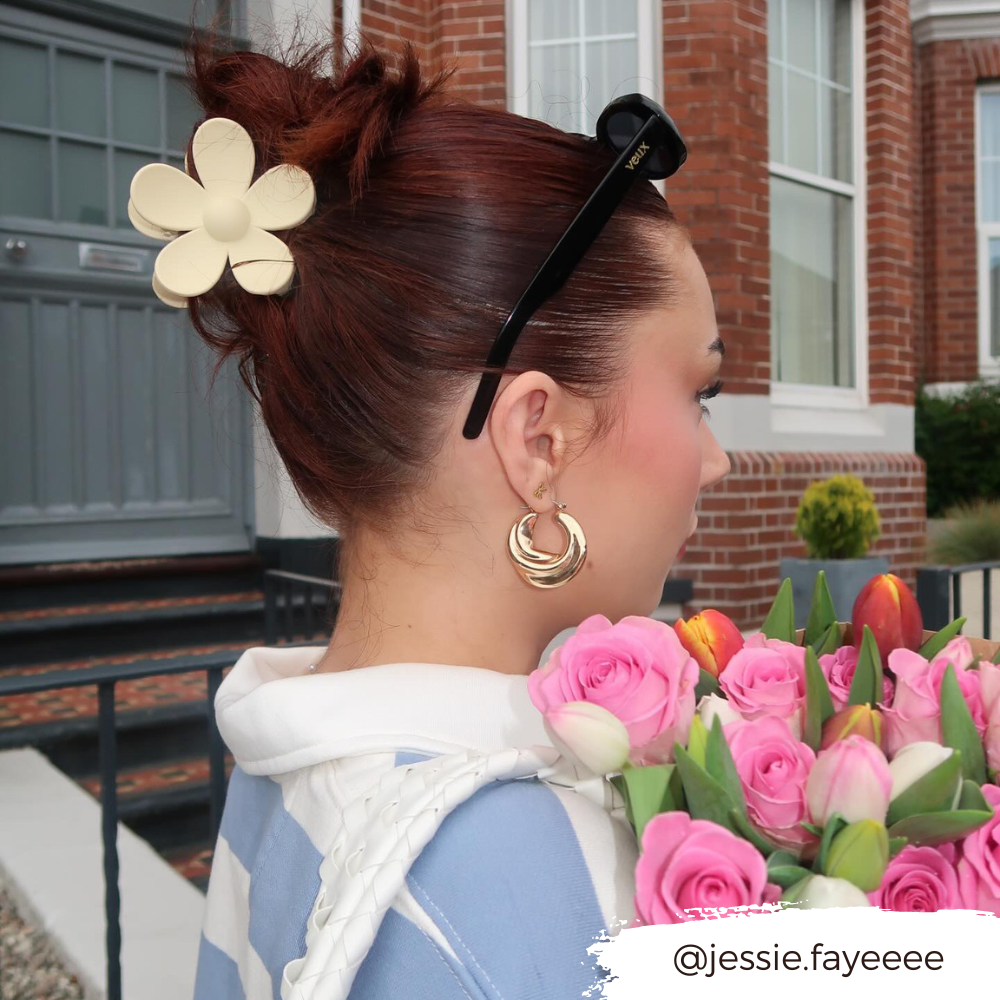 Çiçek Şekilli Klips - Krem