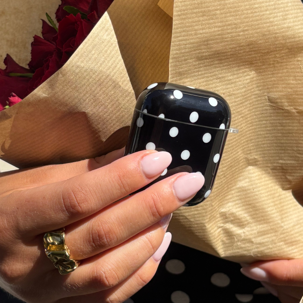 Airpods Case - Black Polka Dot