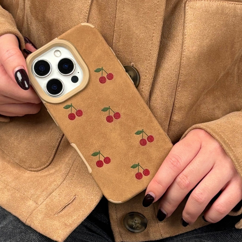 Suedette Phone Case - Cherries
