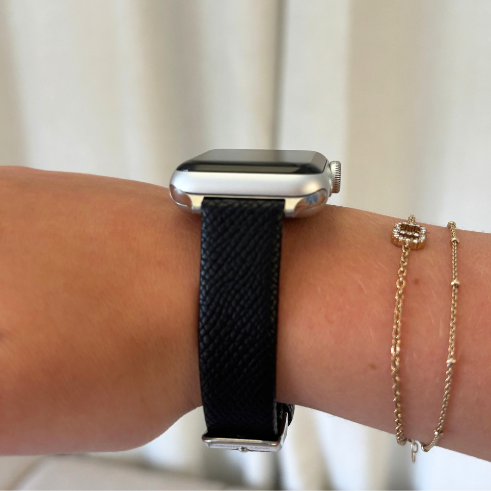 Vegan Textured PU Leather Apple Watch Strap - Black