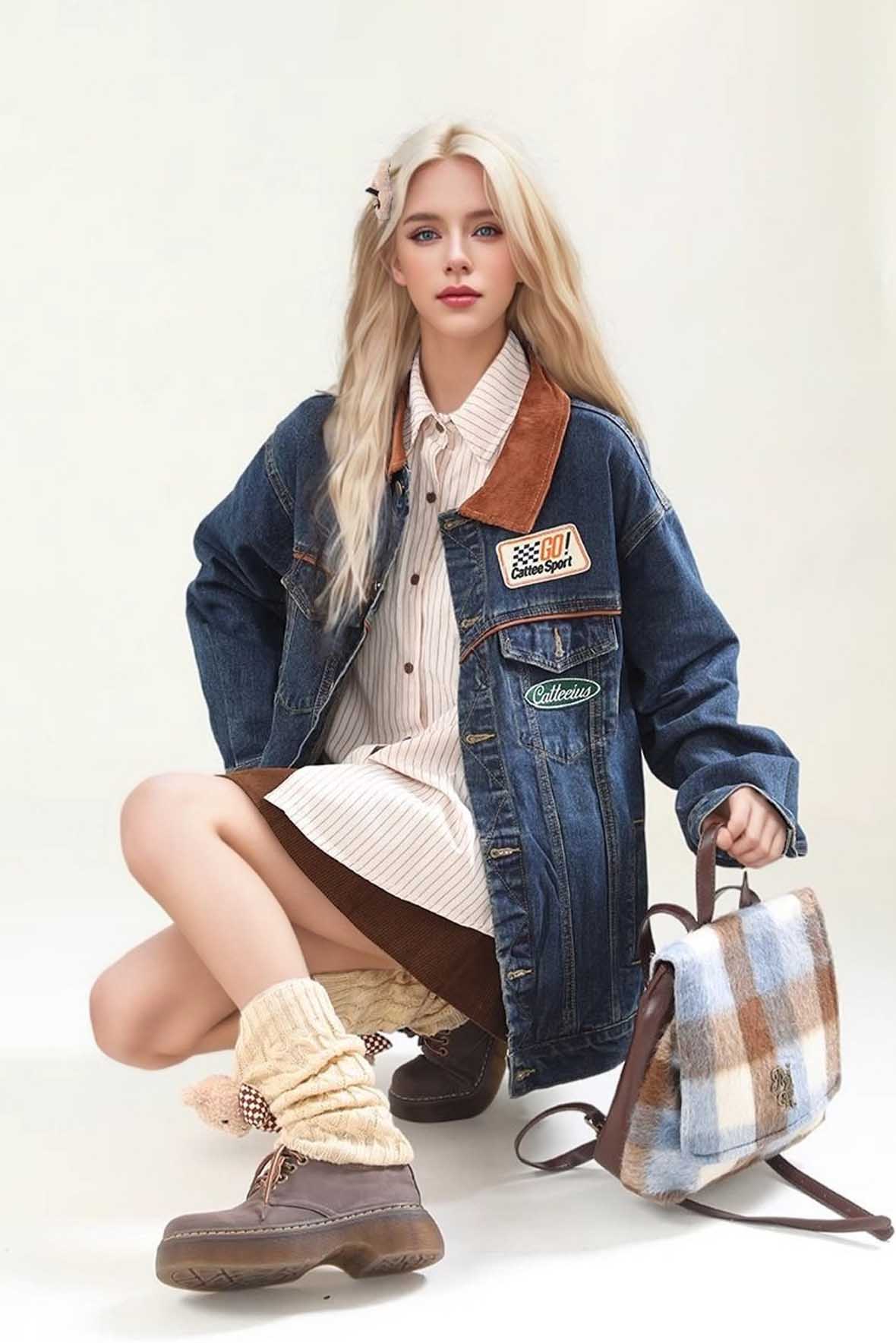 Contrast Denim Work Jacket