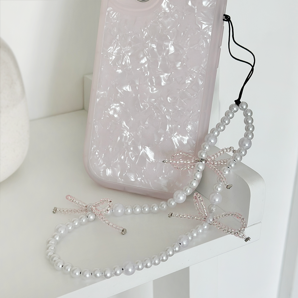 Beaded Phone Strap - Mini Cute Pearl Bows