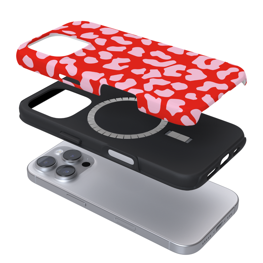 Tough MagSafe® Phone Case - Red & Pink Leopard