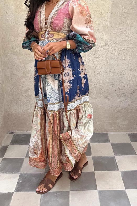 Retro Print Ethnic Style Dress