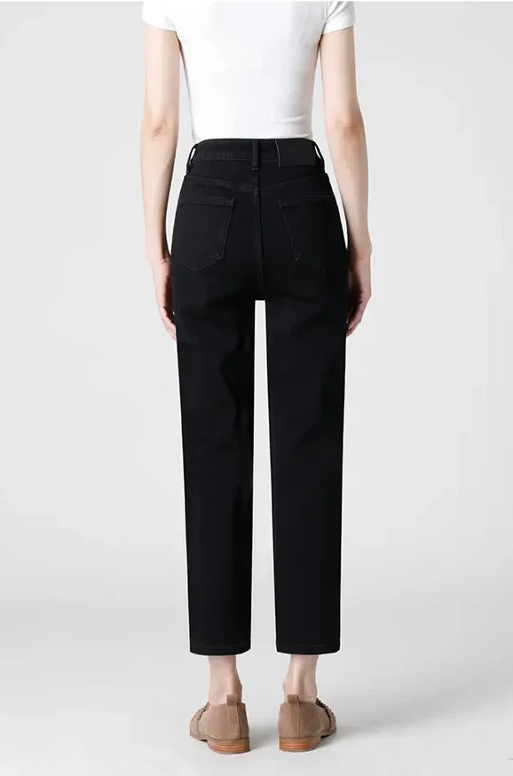 Black High-Waist Cigarette Jeans