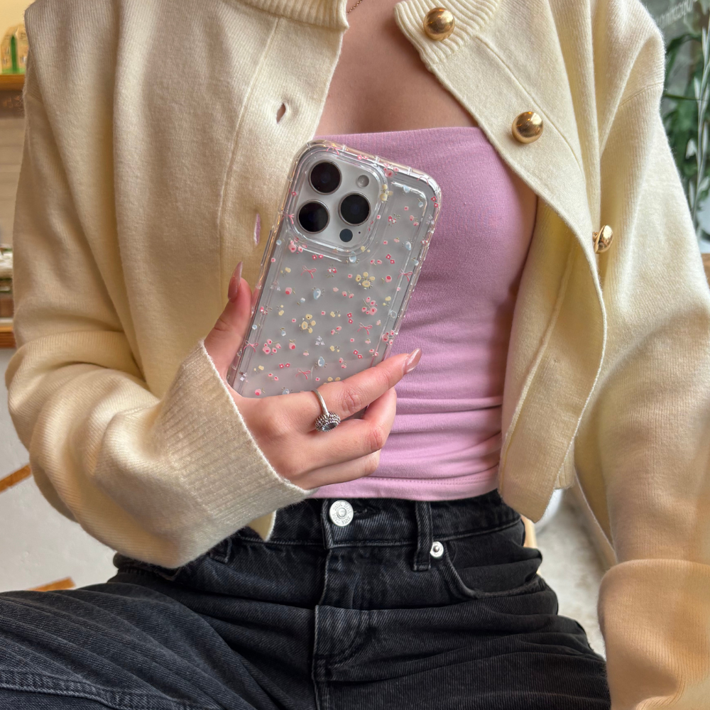 Şeffaf Telefon Kılıfı - Çiçek Açan Fiyonklar